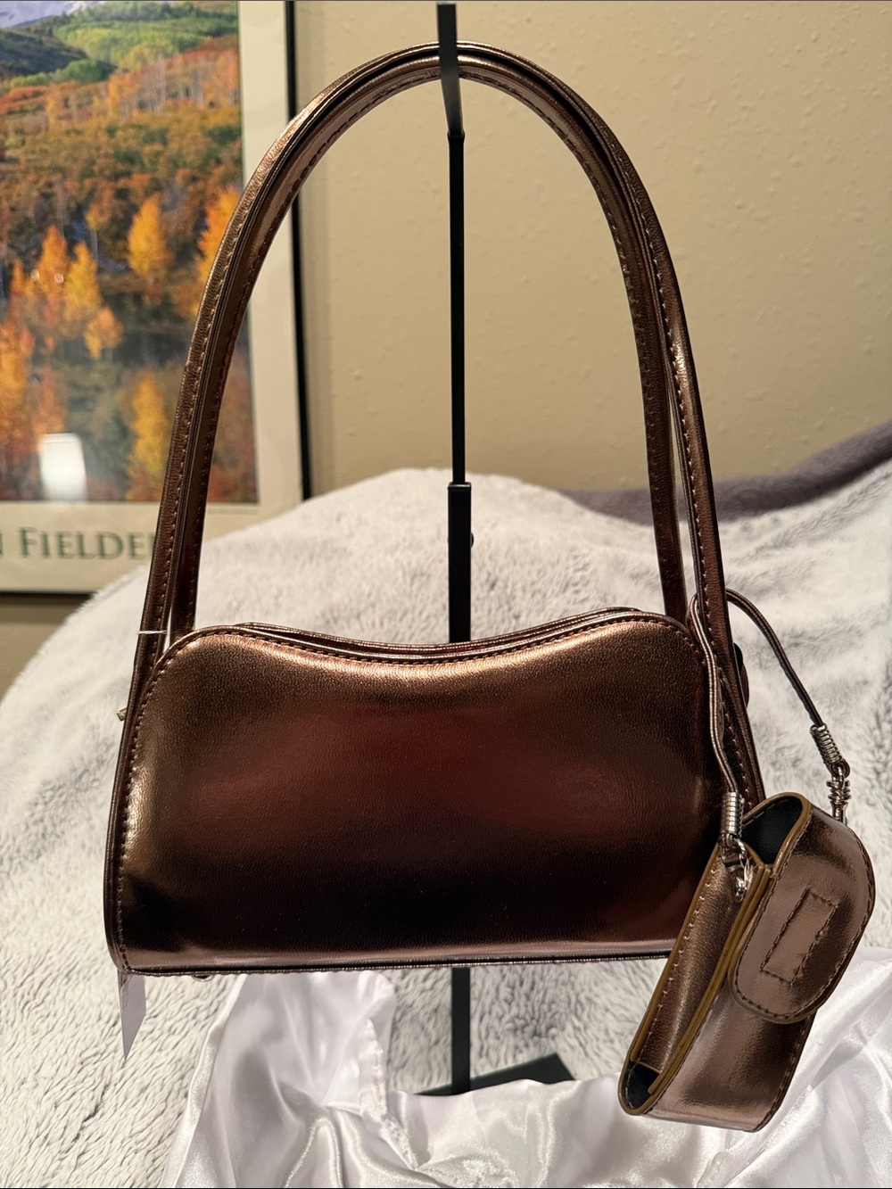 Metallic Bronze Shoulder Bag - Stylish Women's Handbag